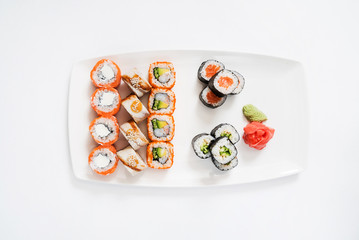 sushi on the white plate