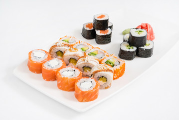 sushi on the white plate