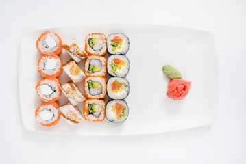 sushi on the white plate