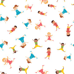 seamless pattern with cartoon kids