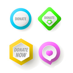 Donate button collection. Set of web buttons for charity