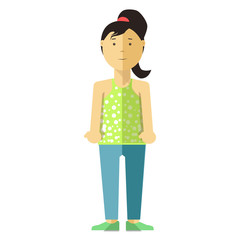 Portrait of Standing Young Female Person on White