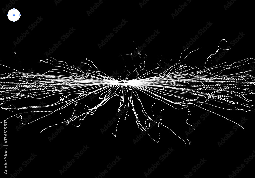 Wall mural point explode. array with dynamic emitted particles.