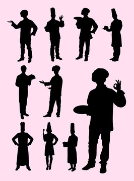 Chef, waiter, waitress silhouette. Good use for symbol, logo, mascot, web icon, sign, or any design you want.