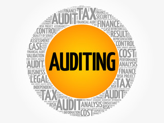 AUDITING word cloud collage, business concept background