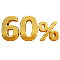 3d Gold 60 Sixty Percent Discount Sign