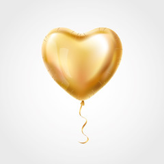 Heart Gold balloon on background