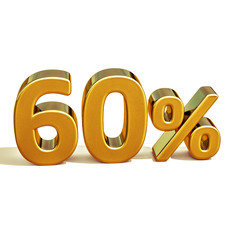 3d Gold 60 Sixty Percent Discount Sign