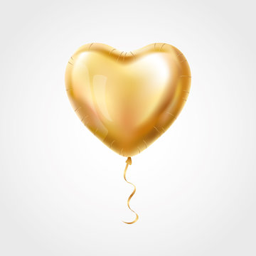 Heart Gold balloon on background