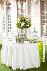 Fresh flowers on the table at a party.