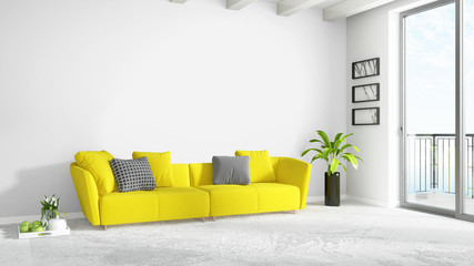 Modern bright interior . 3D rendering