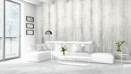 Modern bright interior . 3D rendering