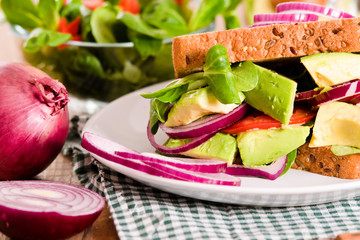 Veggie toast with avocado. 