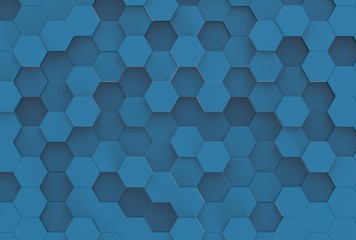 Blue Hexagon Background Texture. 3d render