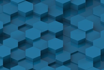 Blue Hexagon Background Texture. 3d render