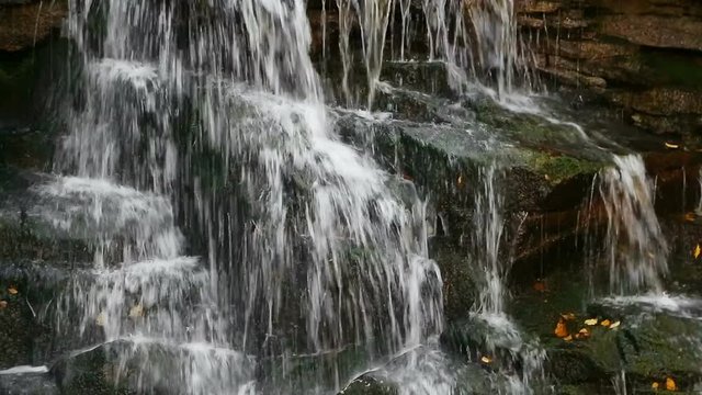 Seamless loop features a closeup view of the second waterfall in a series known as Elakala Falls on Shays Run at Blackwater Falls State Park in rural Tucker County, West Virginia.