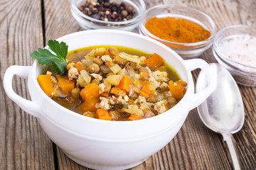 Vegetable soup with lentils