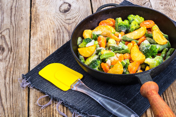 Frozen vegetables for frying in a pan
