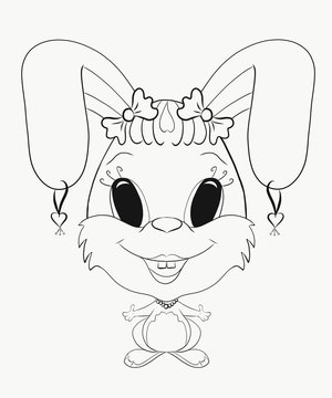  Children's Coloring funny bunny girl 