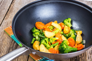 Wok with stewed vegetables