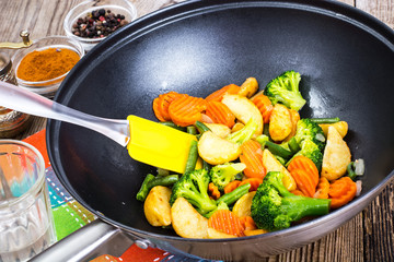 Wok with stewed vegetables