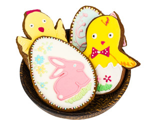 Sweet gingerbread gift for Easter on a white background