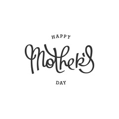 Happy Mothers Day. Plain handwritten calligraphy composition.
 Vector template for festive design.