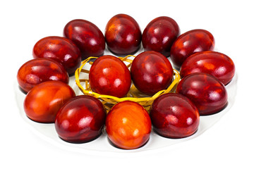 Painted Easter Eggs on White Background