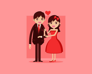 Cute Romantic Date Night Prom Couple Illustration, Suitable for Invitation, Web Banner, Social Media, and Other Valentine Related Occasion © naulicreative