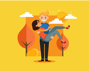 Cute Romantic Summer Trip Date Couple Illustration, Suitable for Invitation, Web Banner, Social Media, and Other Valentine Related Occasion