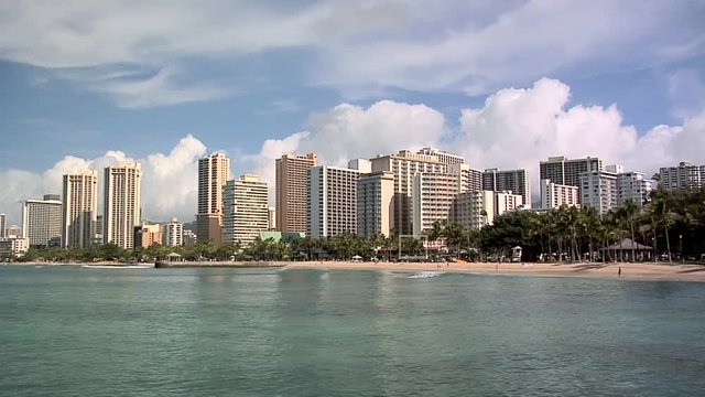 Hotel Row of Waikiki Beach, Honolulu, Hawaii