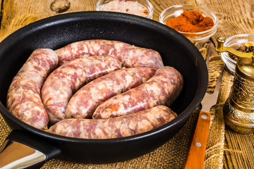 Crude Homemade Chicken Sausage Studio Photo