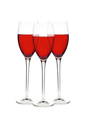 Classic Glasses of Red Wine isolated on a white background