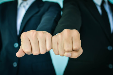 Obraz premium Portrait of Businesswomen on blue background selective and soft focus