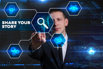 Business, Technology, Internet and network concept. Young busine