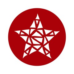 Designed vector icon of star сonsisting of white triangles in a red circle on a white background