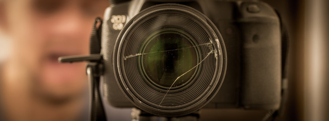 the camera close-up , broken lenses