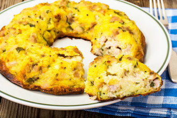 Snack cake with meat and cheese