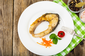 Fried white fish steaks