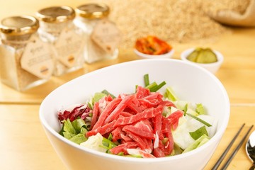 Korean-style raw beef bibimbap