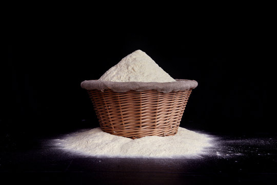 Flour in a wicker bascet
