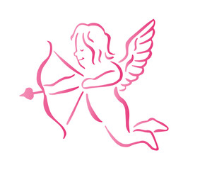 Romantic Pink Cupid Valentine Silhouette Symbol