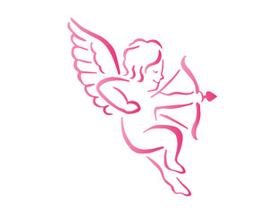Romantic Pink Cupid Valentine Silhouette Symbol