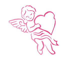 Romantic Pink Cupid Valentine Silhouette Symbol
