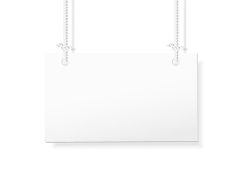 Blank hanging sign on white background. vector