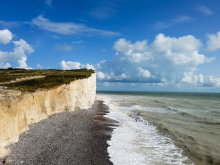 Beautiful white cliffs of Dover landscape UK