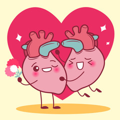 cartoom couple heart feel happily