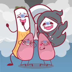 Fototapeta premium cartoon lung feel scare