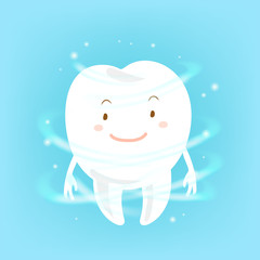 cartoon tooth with health concept