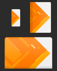 Mockup covers for technology device. Template case or sticker for mobile phone, tablet and laptop. Vector illustration for branding, advertising, business and corporate identity.